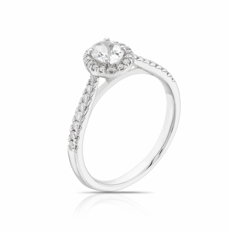 Main Image 2 of Origin Platinum 0.50ct Total Diamond Oval Cut Halo Ring