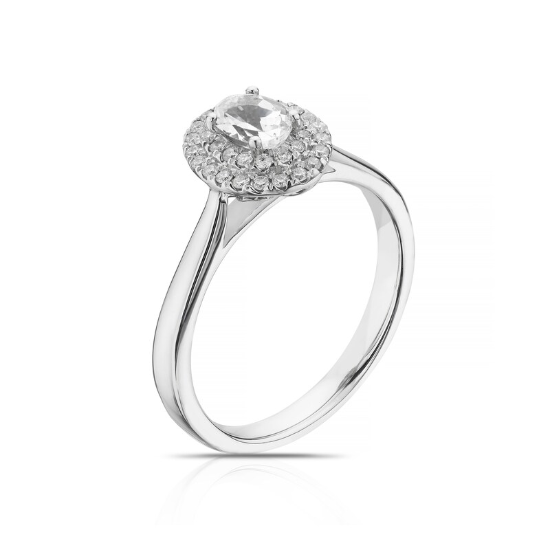 Main Image 2 of Origin Platinum 0.50ct Diamond Oval Cut Double Halo Ring