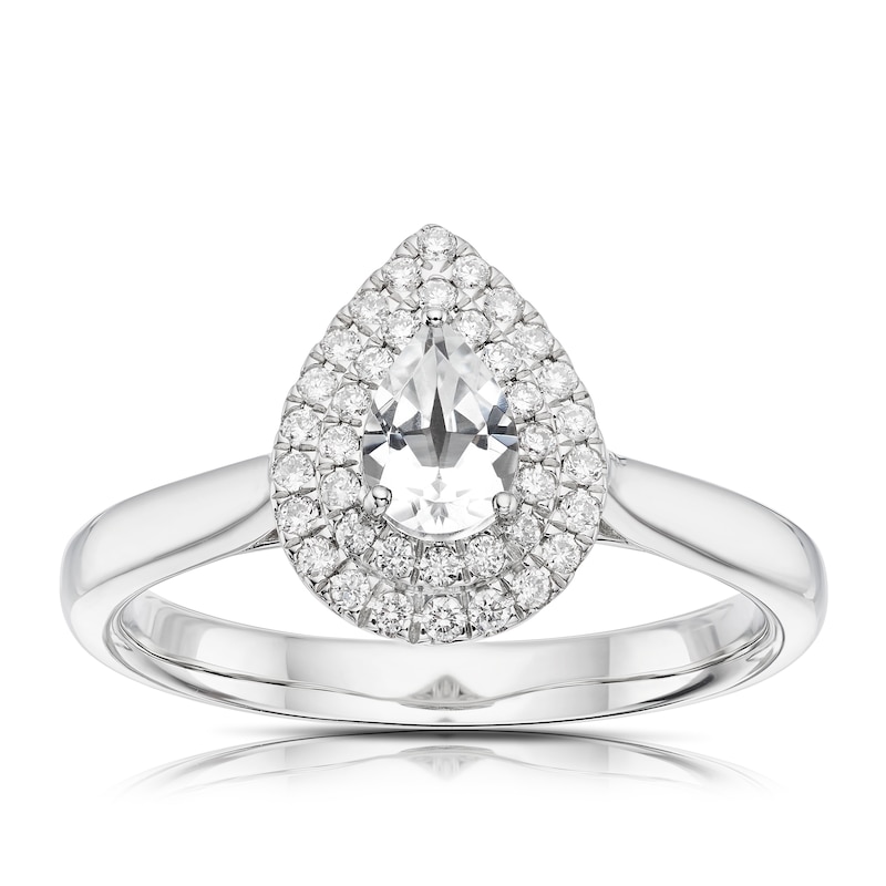 Origin Platinum 0.50ct Diamond Pear Cut Double Halo Ring