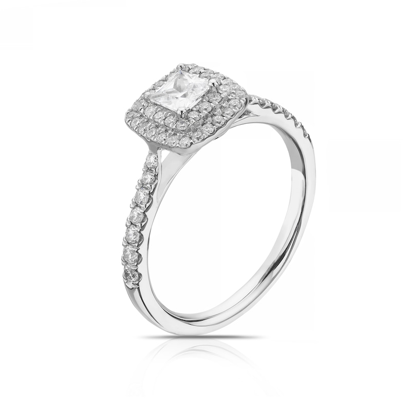 Origin Platinum 0.75ct Total Diamond Princess Cut Double Halo Ring