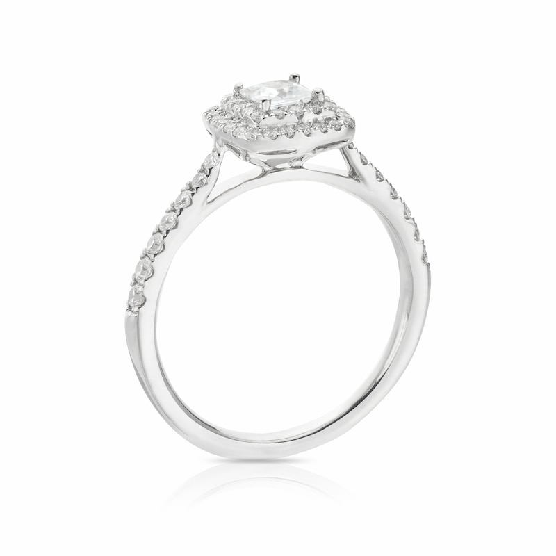 Origin Platinum 0.75ct Total Diamond Princess Cut Double Halo Ring