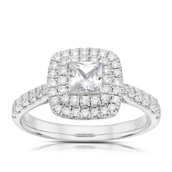 Origin Platinum 1ct Total Diamond Princess Cut Double Halo Ring