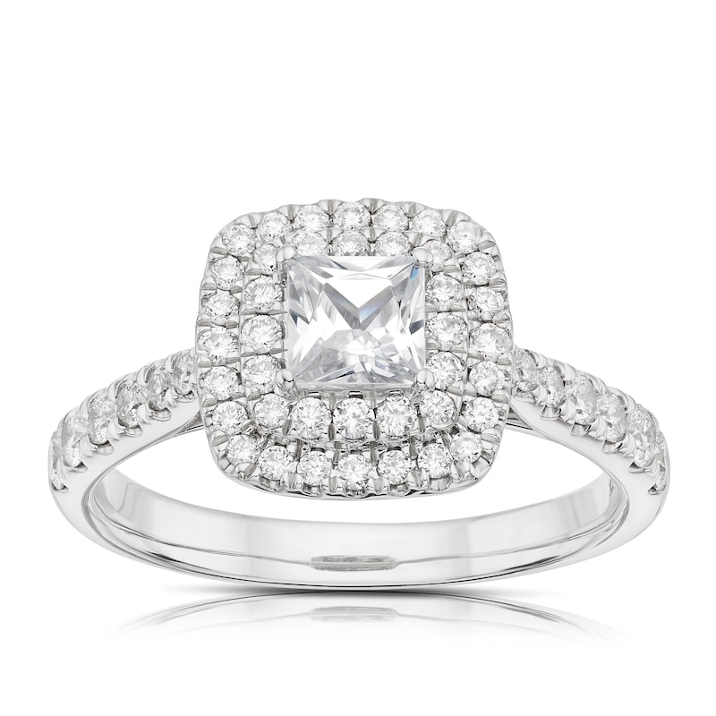 Origin Platinum 1ct Total Diamond Princess Cut Double Halo Ring