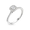 Thumbnail Image 2 of The Diamond Story 18ct White Gold 0.40ct Diamond Cushion Halo Ring