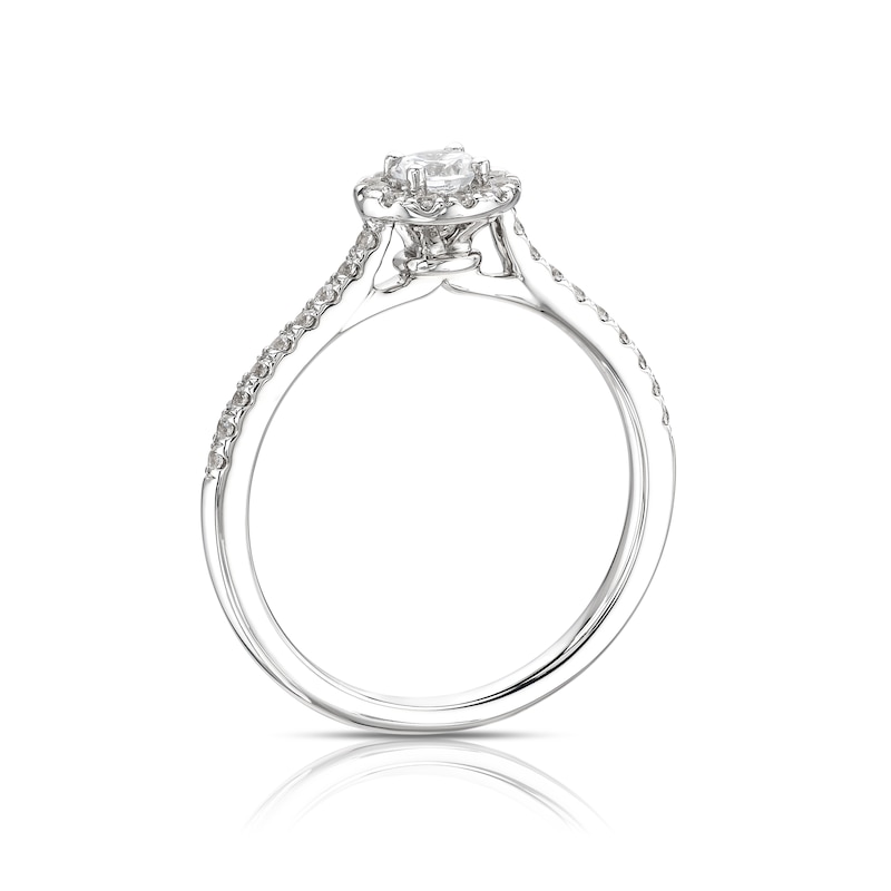 Main Image 3 of The Diamond Story 18ct White Gold 0.40ct Diamond Cushion Halo Ring