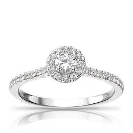 Engagement Ring The Diamond Story 18ct White Gold 0.40ct Diamond Halo Ring