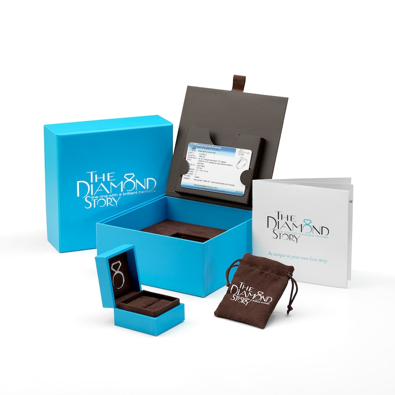 Main Image 4 of Engagement Ring The Diamond Story 18ct White Gold 0.40ct Diamond Halo Ring