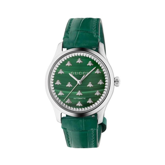 Gucci G-Timeless Ladies’ Green Leather Strap Watch