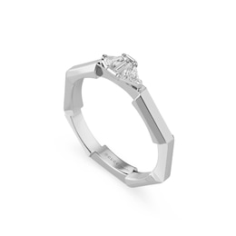 Gucci Link to Love 18ct White Gold 0.17ct Diamond Baguette & Trilliant Cut Ring Sizes O-P