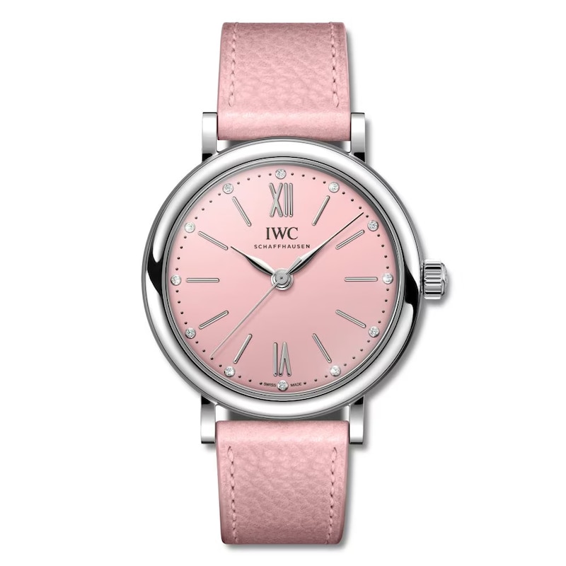 IWC Portofino Ladies' Diamond Pink Leather Strap Watch