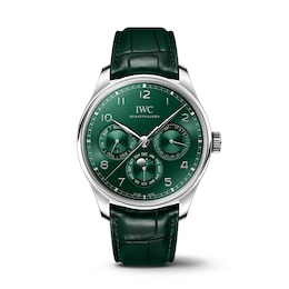 IWC Portugieser Men's Green Dial & Alligator Leather Strap Watch