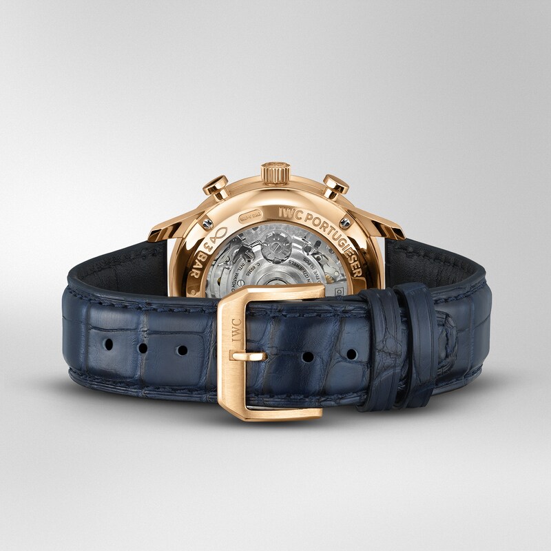 Main Image 3 of IWC Portugieser Men's 18ct Rose Gold & Blue Alligator Leather Strap Watch
