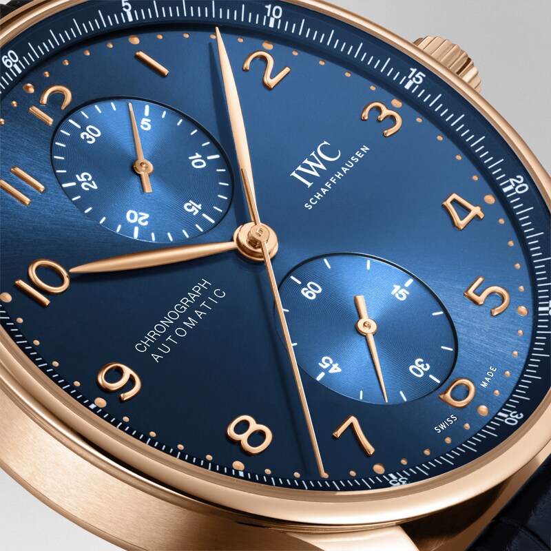 Main Image 5 of IWC Portugieser Men's 18ct Rose Gold & Blue Alligator Leather Strap Watch