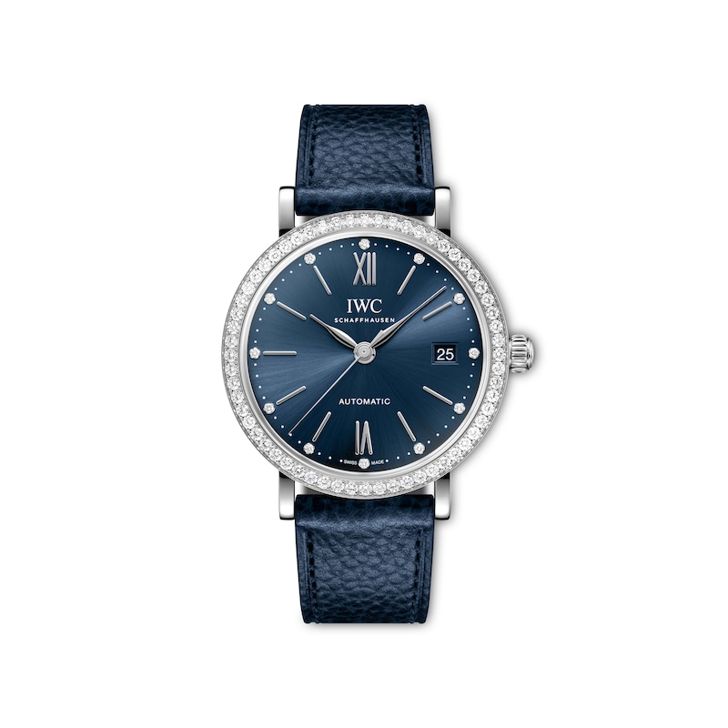 IWC Portofino Ladies' Diamond Dial & Blue Leather Strap Watch