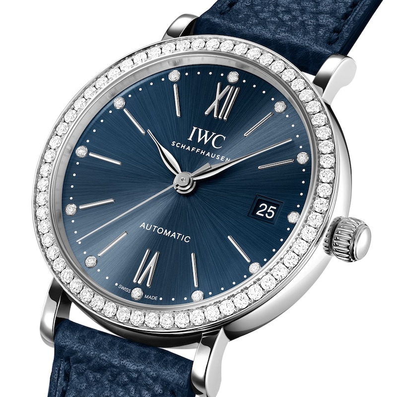 IWC Portofino Ladies' Diamond Dial & Blue Leather Strap Watch