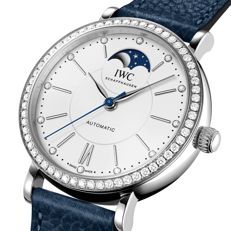 IWC Portofino Ladies' Diamond Dial & Blue Leather Strap Watch