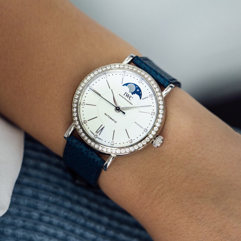 IWC Portofino Ladies' Diamond Dial & Blue Leather Strap Watch