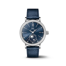 IWC Portofino Ladies' Diamond Day & Night Blue Leather Strap Watch