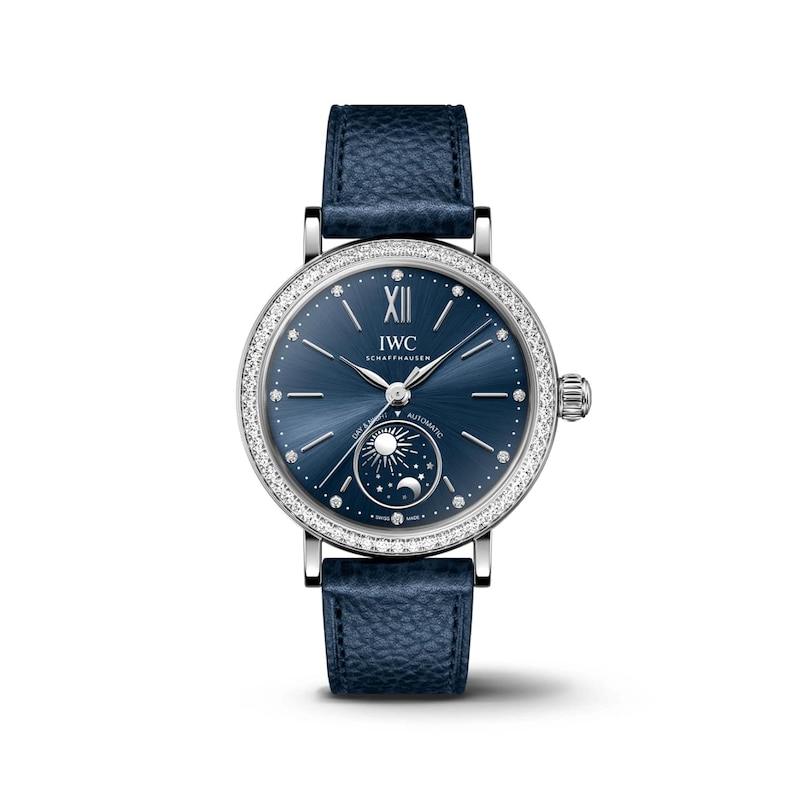 IWC Portofino Ladies' Diamond Day & Night Blue Leather Strap Watch