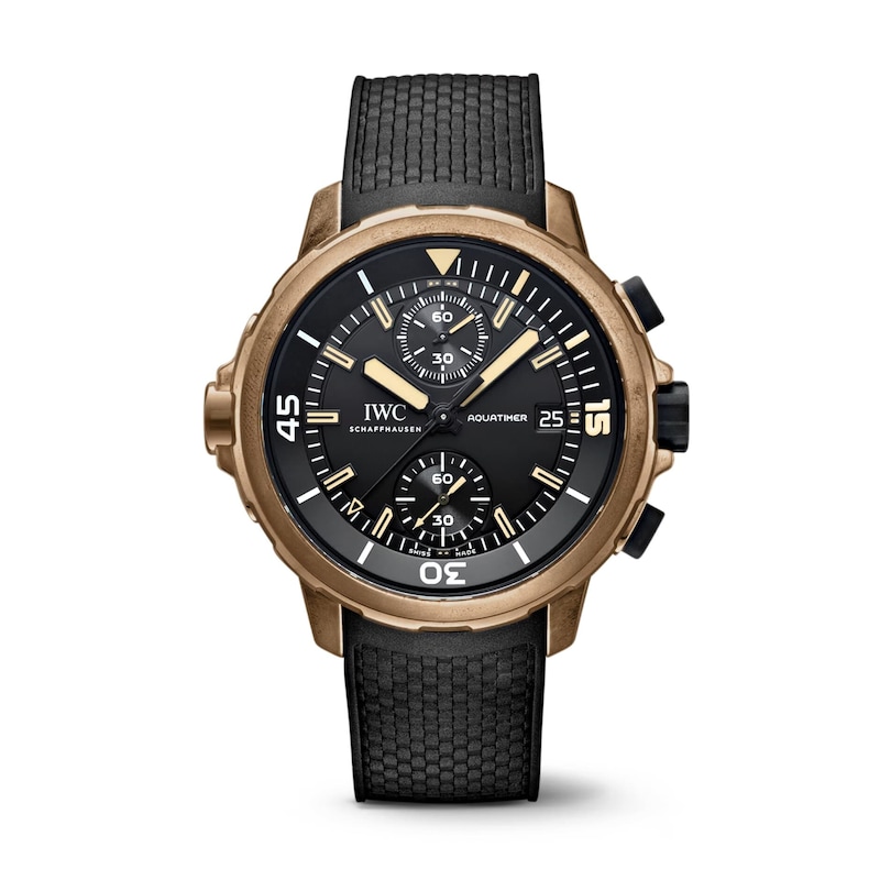 IWC Aquatimer Expedition Charles Darwin Black Rubber Strap Watch