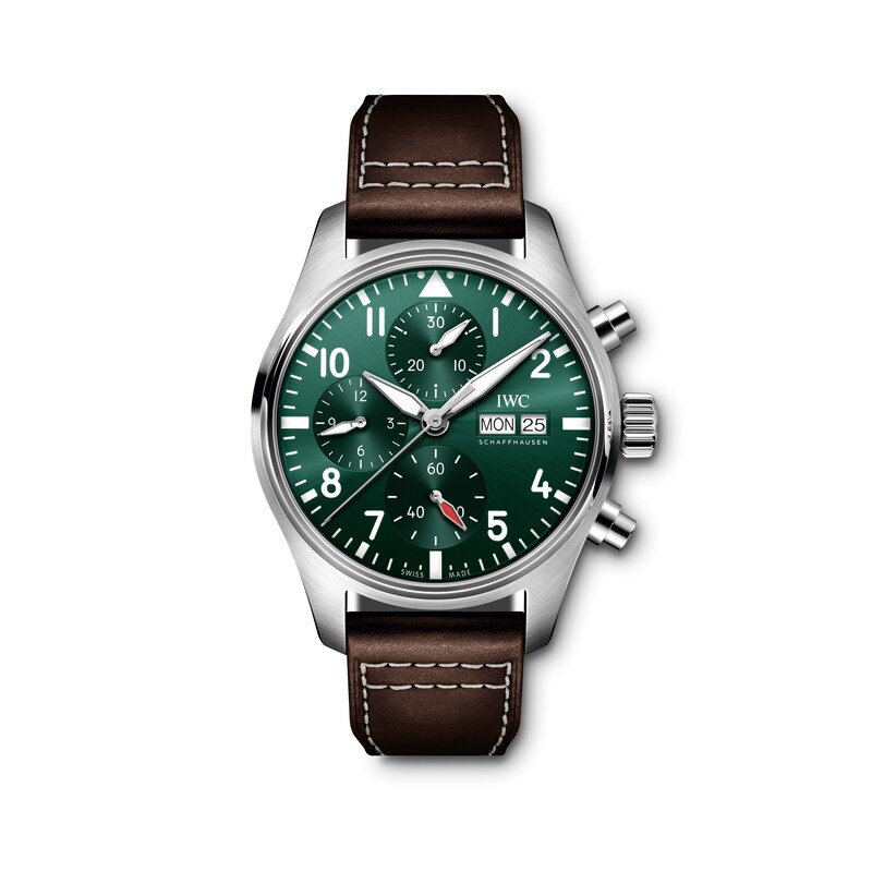 Main Image 1 of IWC Pilot’s Watches Men's Green Dial & Brown Leather Strap Watch