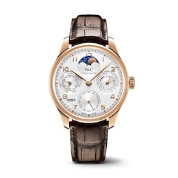 IWC Portugieser Men's 18ct Rose Gold & Brown Leather Alligator Strap Watch