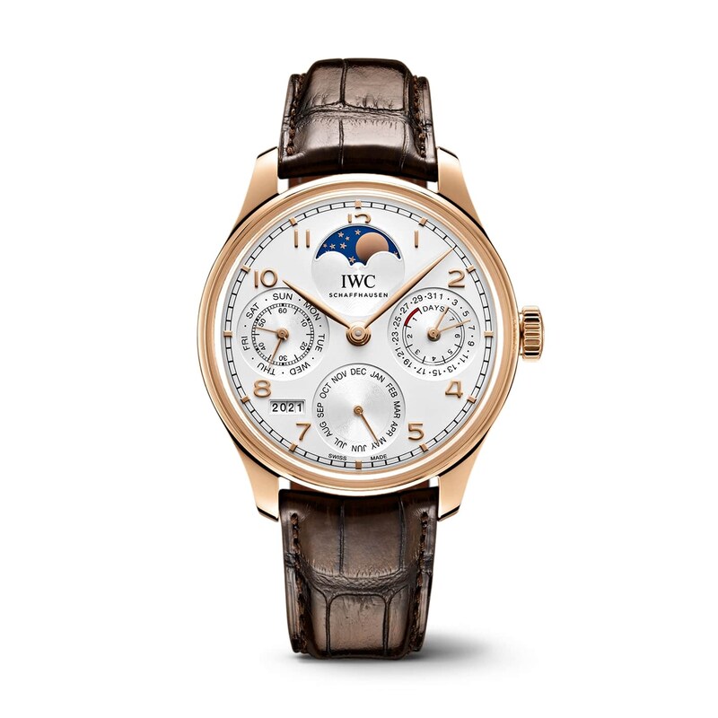 Main Image 1 of IWC Portugieser Men's 18ct Rose Gold & Brown Leather Alligator Strap Watch