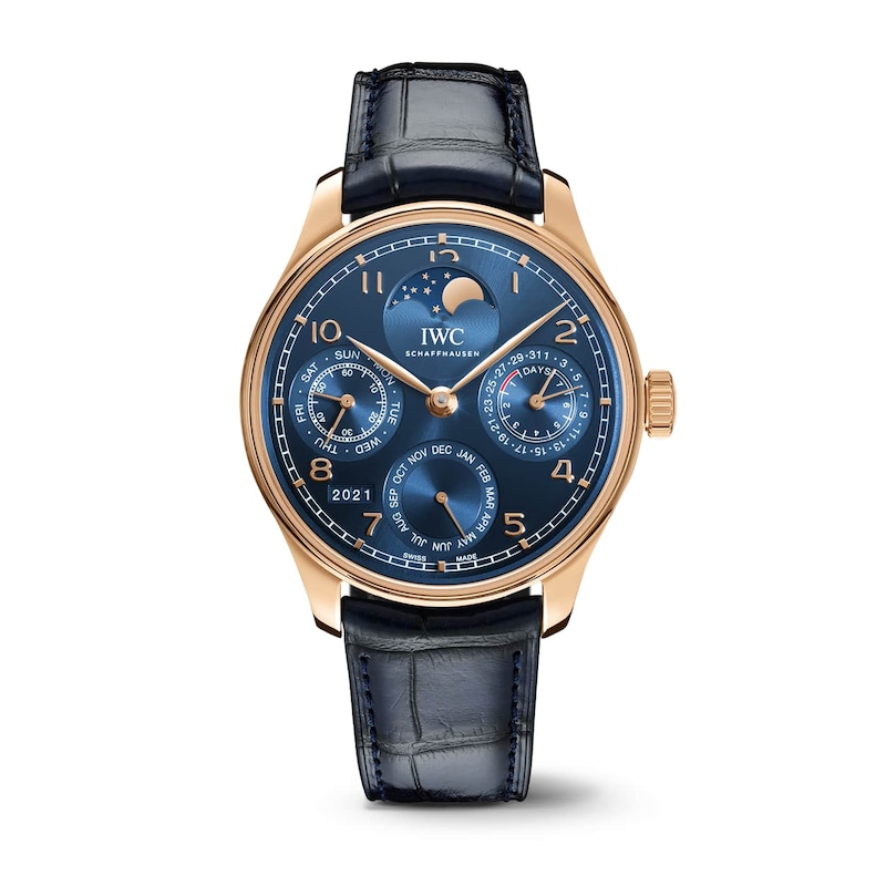 Main Image 1 of IWC Portugieser Men's 18ct Rose Gold & Blue Alligator Leather Strap Watch