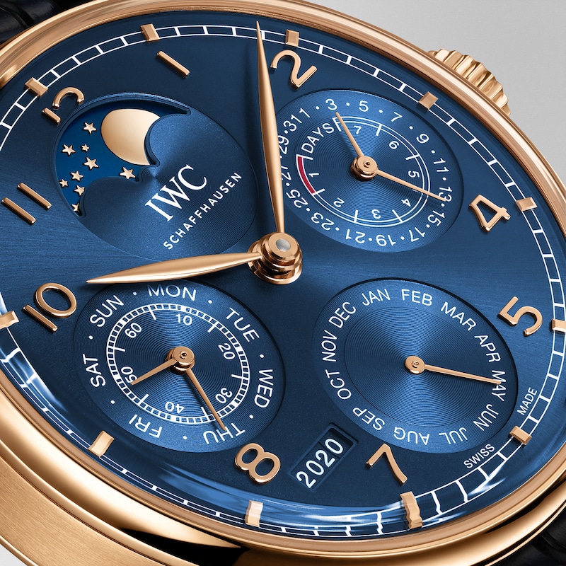 Main Image 5 of IWC Portugieser Men's 18ct Rose Gold & Blue Alligator Leather Strap Watch