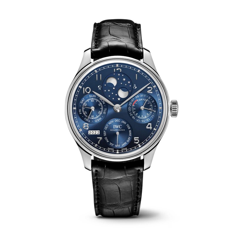 IWC Portugieser Men's Blue Dial & Black Alligator Leather Watch