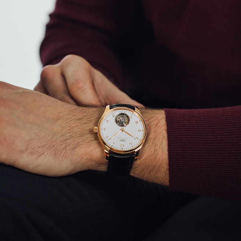 Main Image 6 of IWC Portugieser Men's 18ct Rose Gold & Black Leather Strap Watch