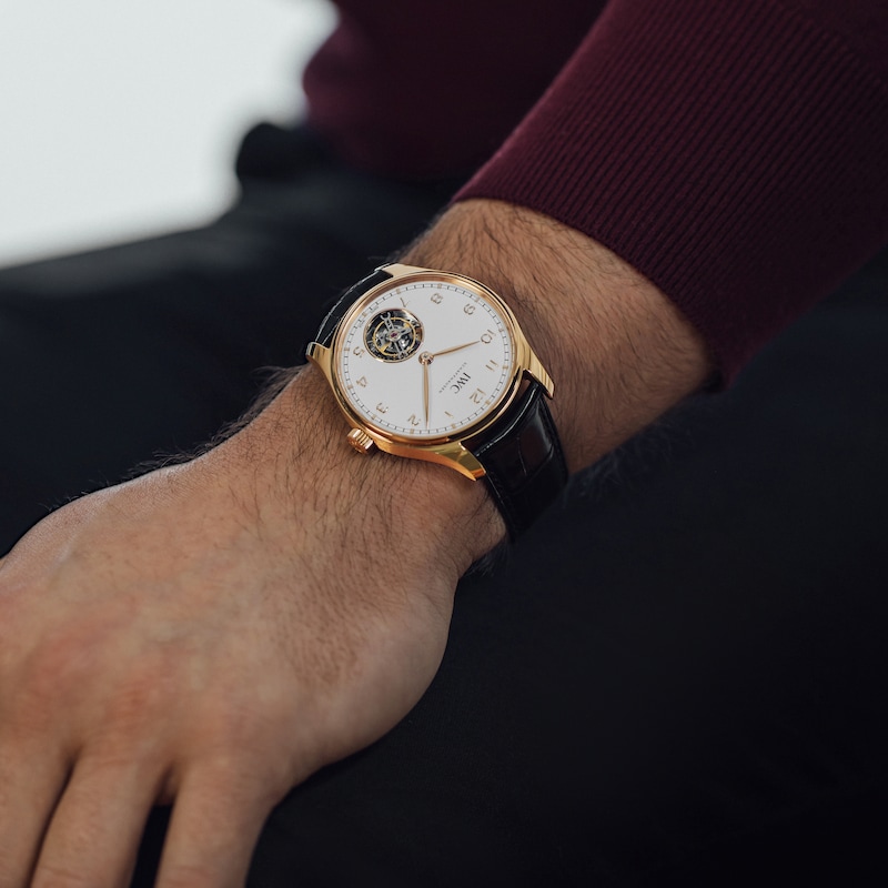 Main Image 7 of IWC Portugieser Men's 18ct Rose Gold & Black Leather Strap Watch