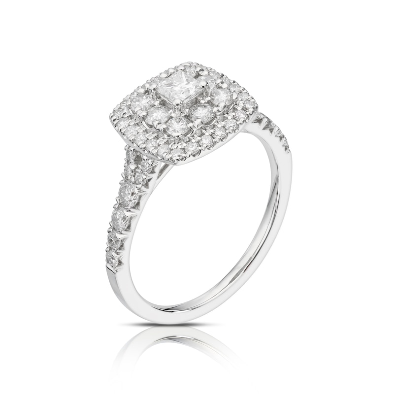 Main Image 2 of Engagement Ring Platinum 1ct Diamond Princess Cut Double Halo Ring