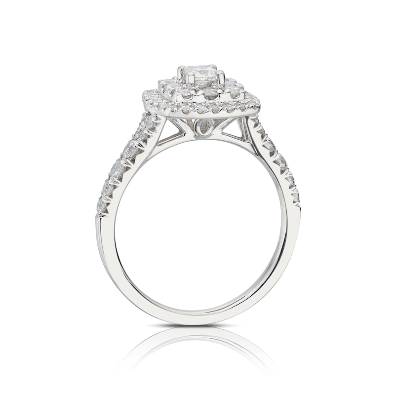 Main Image 3 of Engagement Ring Platinum 1ct Diamond Princess Cut Double Halo Ring
