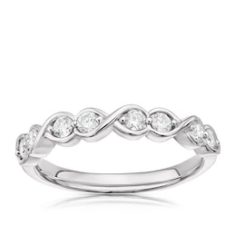 Platinum 0.33ct Diamond Wave Half Eternity Ring