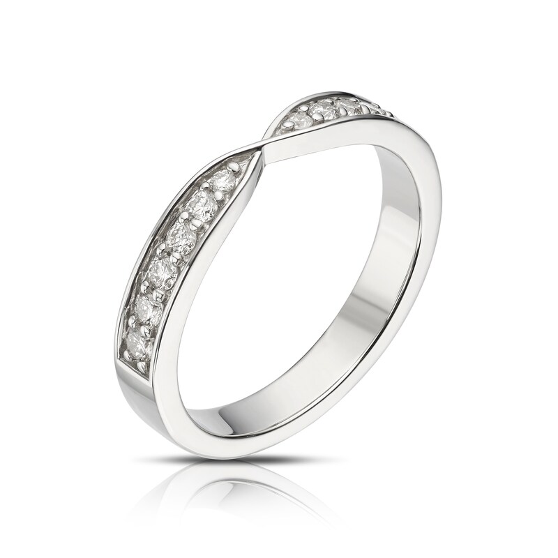 Platinum 0.25ct Diamond Pavé Pinched Half Eternity Ring