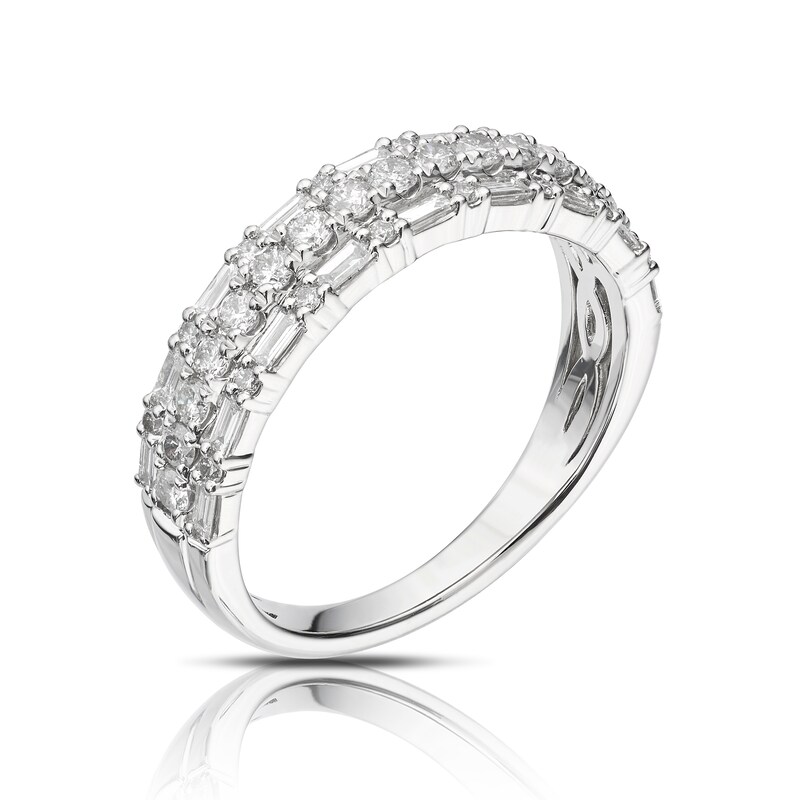 Platinum 0.70ct Diamond Round & Baguette Cut Eternity Ring