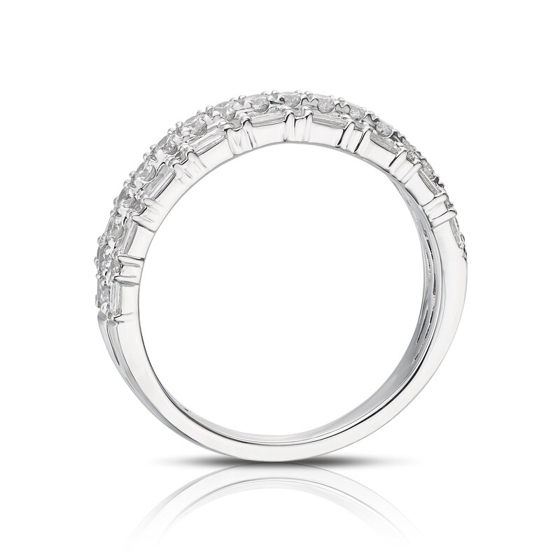 Platinum 0.70ct Diamond Round & Baguette Cut Eternity Ring