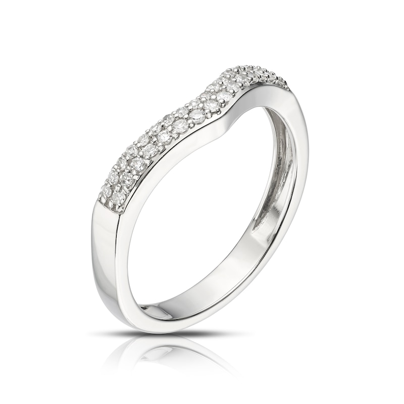 Platinum 0.15ct Diamond Two Row Wishbone Band