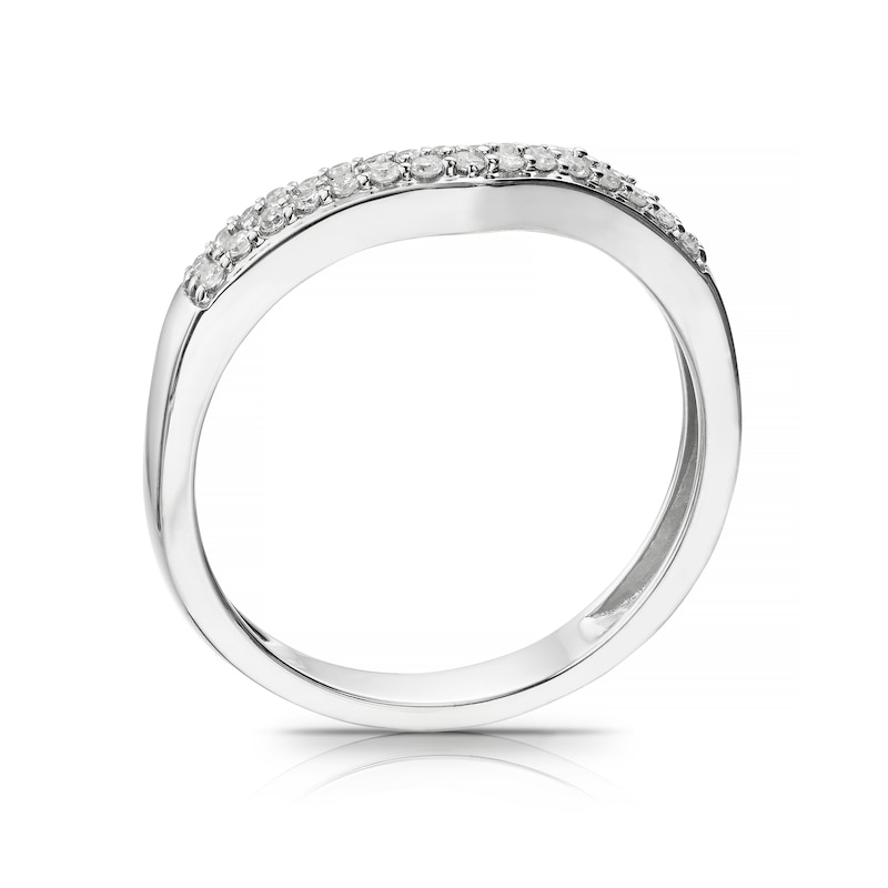 Platinum 0.15ct Diamond Two Row Wishbone Band