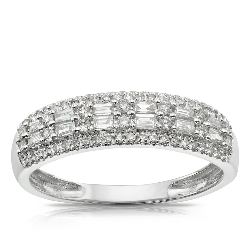 Main Image 1 of 9ct White Gold 0.33ct Diamond Double Row Eternity Ring