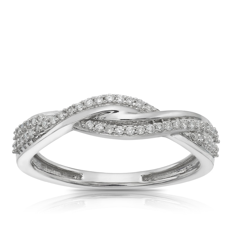 Main Image 1 of 9ct White Gold 0.15ct Diamond Twist Half Eternity Ring