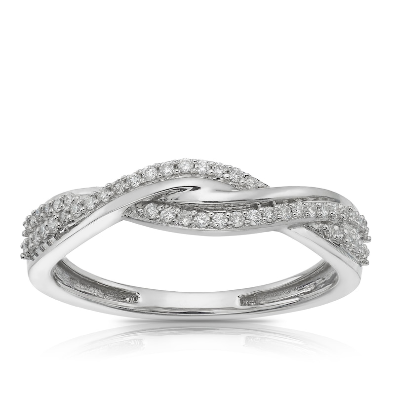 9ct White Gold 0.15ct Diamond Twist Half Eternity Ring