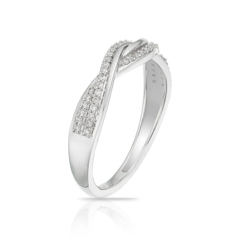 Main Image 2 of 9ct White Gold 0.15ct Diamond Twist Half Eternity Ring