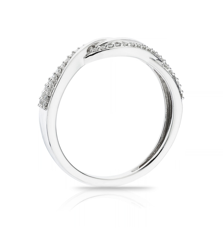 Main Image 3 of 9ct White Gold 0.15ct Diamond Twist Half Eternity Ring