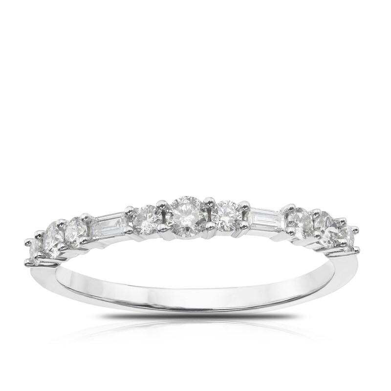 9ct White Gold 0.33ct Diamond Milgrain Half Eternity Ring