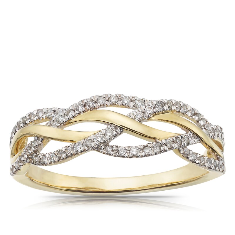 9ct Yellow Gold 0.20ct Diamond Wave Half Eternity Ring