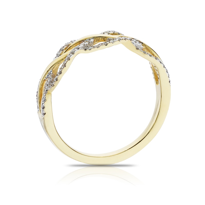 9ct Yellow Gold 0.20ct Diamond Wave Half Eternity Ring