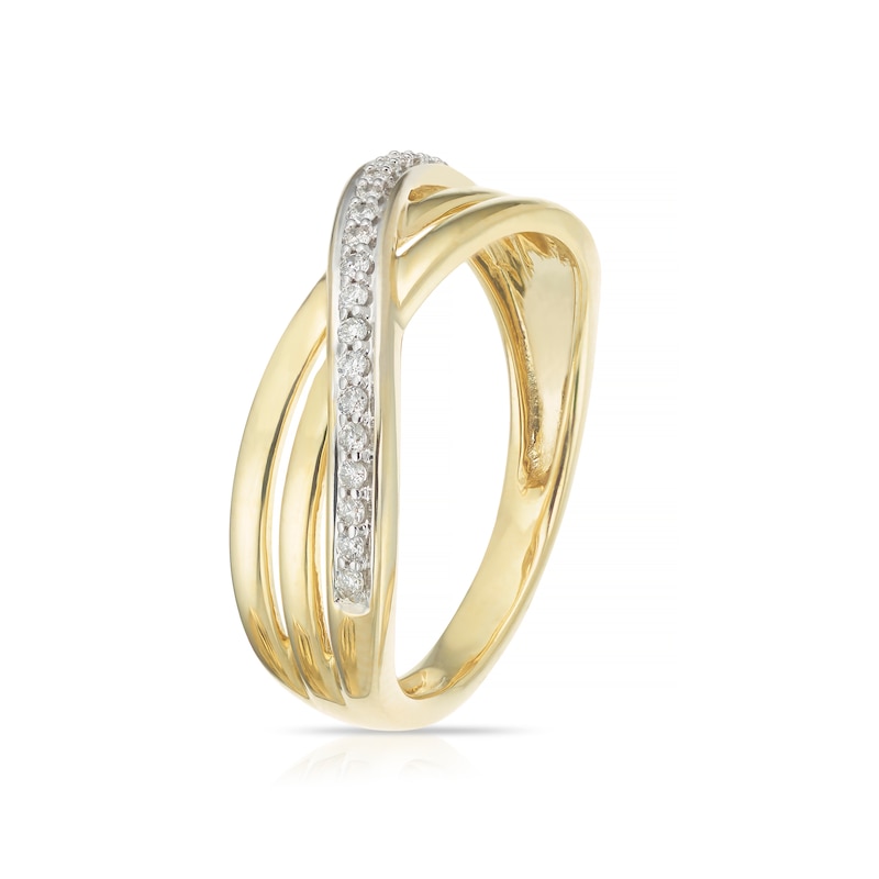 9ct Yellow Gold 0.10ct Double Crossover Eternity Ring