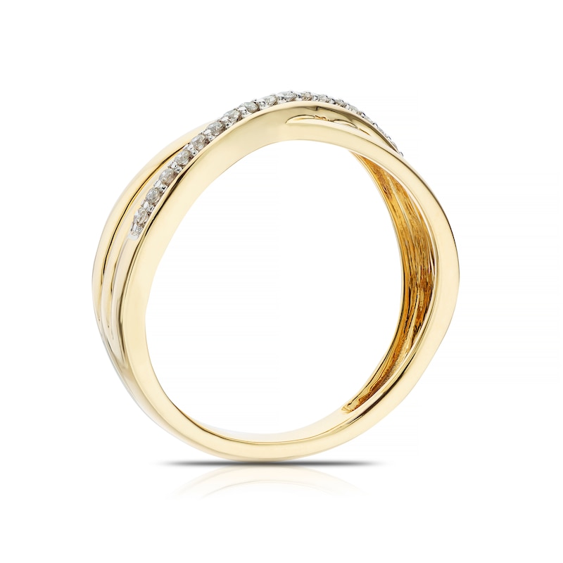 9ct Yellow Gold 0.10ct Double Crossover Eternity Ring